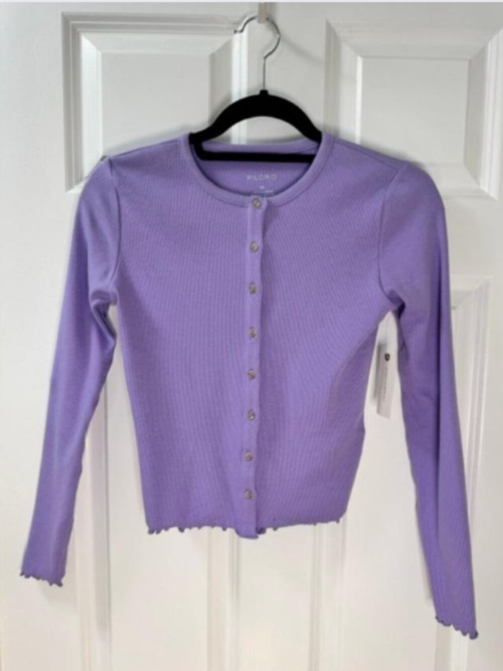 Pilcro Long-Sleeve Ruffle-Hem Cardigan in Crocus Bloom - Size X-Small - NWT - Picture 5 of 9